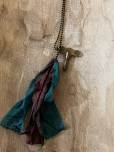 Load image into Gallery viewer, Vintage key and silk tassel necklace
