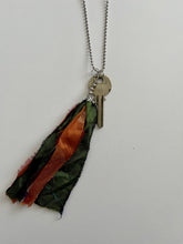 Load image into Gallery viewer, Vintage key and silk tassel necklace
