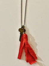 Load image into Gallery viewer, Vintage key and silk tassel necklace

