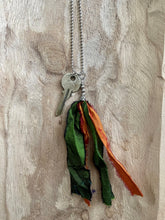 Load image into Gallery viewer, Vintage key and silk tassel necklace
