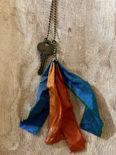 Load image into Gallery viewer, Vintage Key and Silk Tassel Necklace
