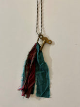 Load image into Gallery viewer, Vintage key and silk tassel necklace
