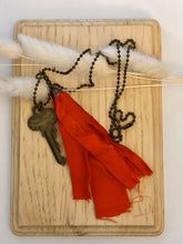 Load image into Gallery viewer, Vintage key and silk tassel necklace
