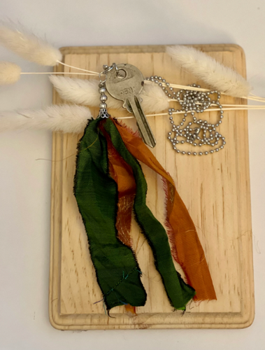 Vintage key and silk tassel necklace