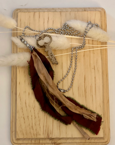 Vintage key and silk tassel necklace