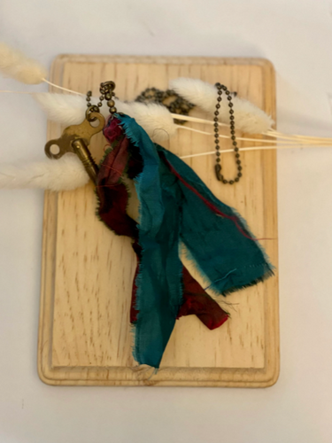Vintage key and silk tassel necklace