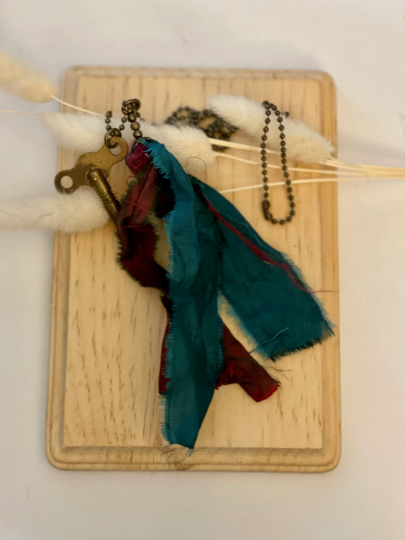 Vintage key and silk tassel necklace