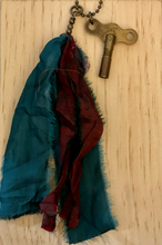 Load image into Gallery viewer, Vintage key and silk tassel necklace
