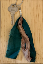 Load image into Gallery viewer, Vintage key and silk tassel necklace
