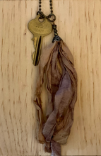 Load image into Gallery viewer, Vintage key and silk tassel necklace

