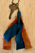 Load image into Gallery viewer, Vintage key and silk tassel necklace
