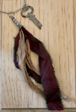 Load image into Gallery viewer, Vintage key and silk tassel necklace
