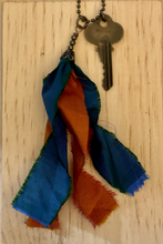 Load image into Gallery viewer, Vintage key and silk tassel necklace
