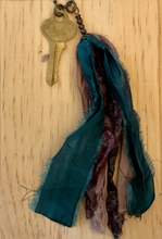 Load image into Gallery viewer, Vintage key and silk tassel necklace
