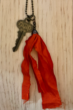 Load image into Gallery viewer, Vintage key and silk tassel necklace

