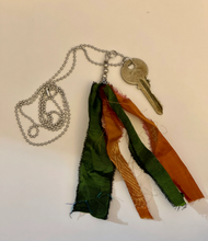 Load image into Gallery viewer, Vintage key and silk tassel necklace
