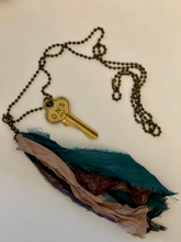 Load image into Gallery viewer, Vintage key and silk tassel necklace
