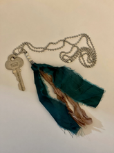 Load image into Gallery viewer, Vintage key and silk tassel necklace
