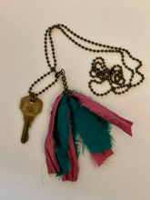 Load image into Gallery viewer, Vintage key and silk tassel necklace
