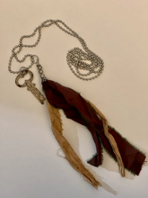 Load image into Gallery viewer, Vintage key and silk tassel necklace
