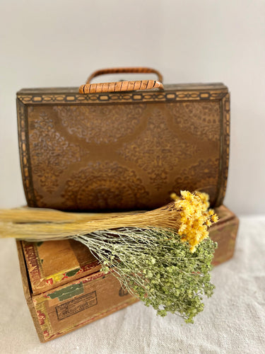 Vintage Wood Purse with Brass Clasp