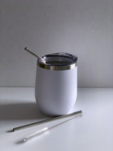Load image into Gallery viewer, 12 ounce white stainless steel wine tumbler that says &quot;Ew David&quot;
