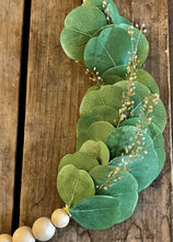 Load image into Gallery viewer, Wood Bead Wreath with Greenery

