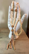 Load image into Gallery viewer, Wood and cork bead and silk tassel necklace
