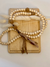 Load image into Gallery viewer, Wood and cork bead and silk tassel necklace
