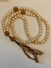 Load image into Gallery viewer, Wood and cork bead and silk tassel necklace
