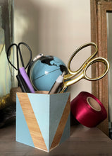 Load image into Gallery viewer, Hand painted square wood pen and pencil holder.
