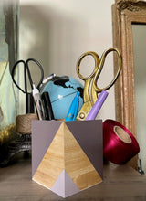 Load image into Gallery viewer, Hand painted square wood pen &amp; pencil cup.
