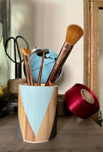 Load image into Gallery viewer, Hand painted square wood pen and pencil holder.
