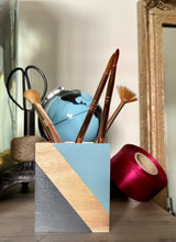 Load image into Gallery viewer, Hand painted square wood pen and pencil holder.

