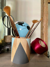 Load image into Gallery viewer, Hand painted square wood pen and pencil holder.
