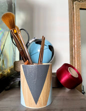 Load image into Gallery viewer, Hand painted square wood pen and pencil holder.
