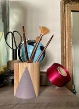 Load image into Gallery viewer, Hand painted square wood pen and pencil holder.
