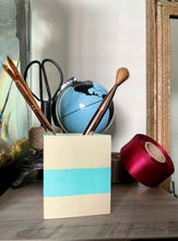 Load image into Gallery viewer, Hand painted square wood pen ad pencil cup.
