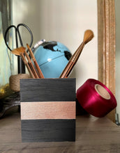 Load image into Gallery viewer, Hand painted square wood pen and pencil holder.
