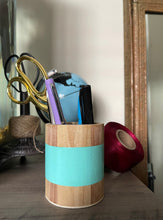 Load image into Gallery viewer, Hand painted square wood pen and pencil holder.
