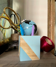 Load image into Gallery viewer, Hand painted square wood pen and pencil holder.
