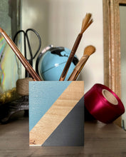 Load image into Gallery viewer, Hand painted square wood pen and pencil holder.
