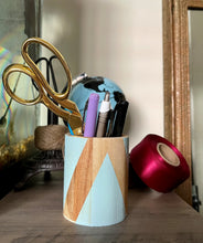 Load image into Gallery viewer, Hand painted square wood pen and pencil holder.
