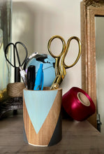 Load image into Gallery viewer, Hand painted square wood pen and pencil holder.
