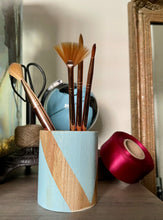 Load image into Gallery viewer, Hand painted square wood pen and pencil holder.
