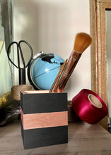 Load image into Gallery viewer, Hand painted square wood pen and pencil holder.
