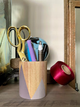 Load image into Gallery viewer, Hand painted square wood pen and pencil holder.
