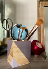 Load image into Gallery viewer, Hand painted square wood pen &amp; pencil cup.

