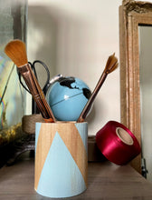 Load image into Gallery viewer, Hand painted square wood pen and pencil holder.
