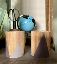 Load image into Gallery viewer, Hand painted square wood pen and pencil holder.
